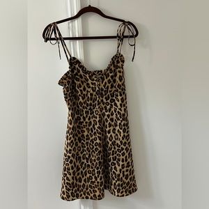 Zara Leopard Print Spaghetti Strap Dress Women’s Size M | Midi Slip Style